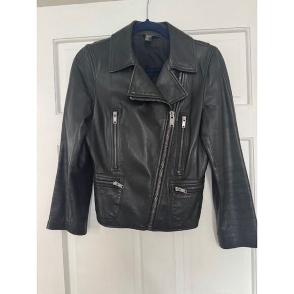 DKNY Lamb Leather Moto Women's jacket, Black, Size 8 - Picture 1 of 7